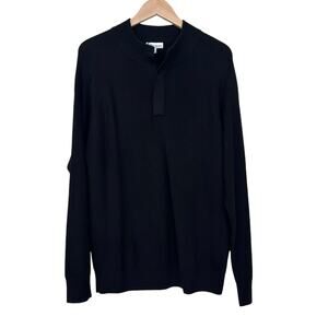 Peter Millar Crown Black Merino Wool Apres Ski Quarter Magnet Sweater Sz L